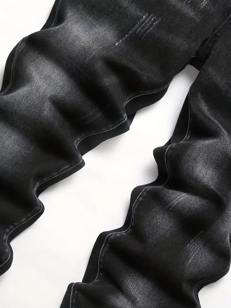 Men'S Stretchy Denim Jeans for Men Simple Slim Casual Straight Fashion Classic Pants Cargo Denim Jeans Solid Streetwear Trousers
