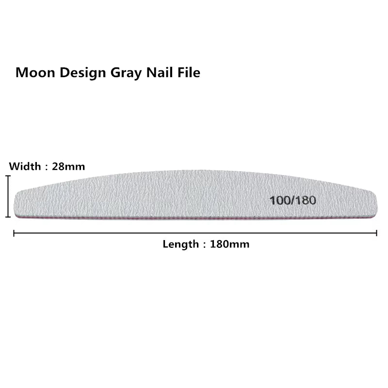 10Pcs 100/180 Nail File Sanding Polishing Buffer Block UV Gel Nail Polisher Manicure Pedicure Tools Nail Care Tools Grey Boat