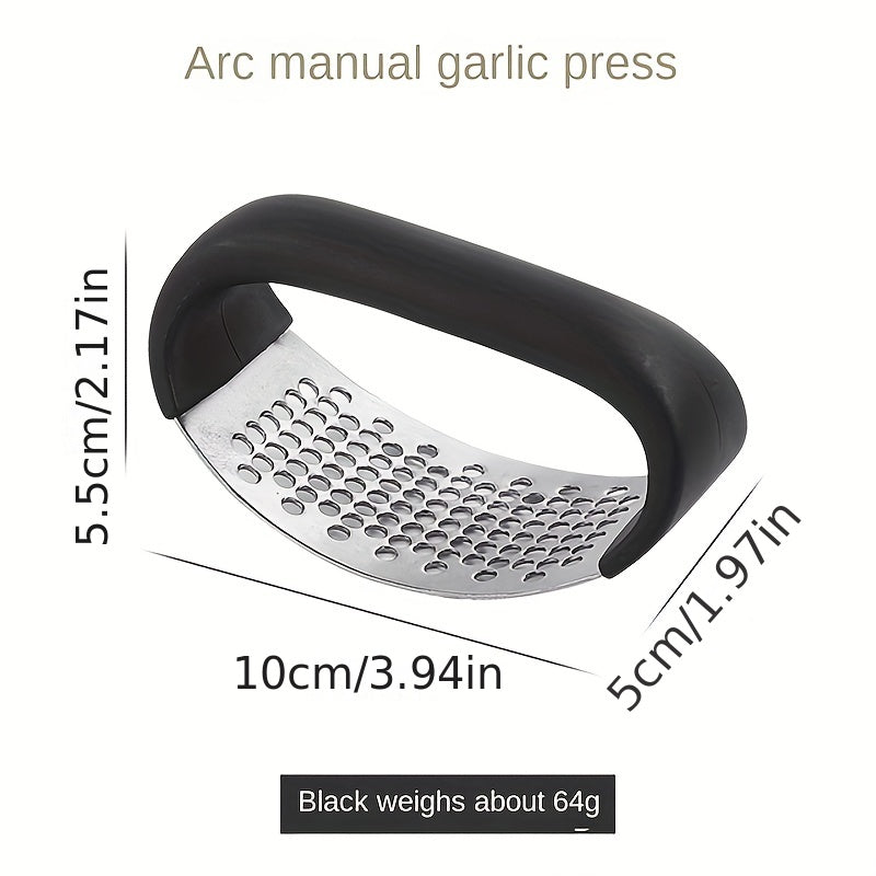 1pc Garlic Crusher Manual Ring Black Vegetable Cutter Kitchen Vegetable And Fruit Gadgets Masher Stainless Steel Garlic Press Chopping Accessories for restaurants/supermarkets Beauty Fashion