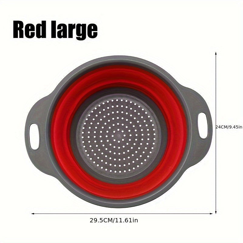 1/2 Set of Round Kitchen Draining Baskets, Foldable Funnel - Includes One Large And One Small, Perfect for Draining Pasta, Vegetables, And Fruits (Green, Red, Blue) Beauty Fashion