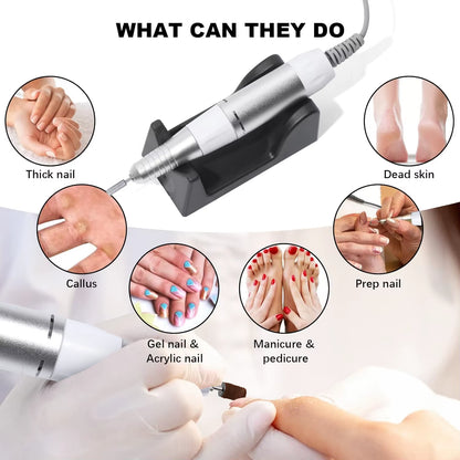 35000RPM Electric Nail Drill Machine Cutter Set Nail Gel Polisher Nail Tools Salon Equipment Strong Polishing Tool Nail File Kit
