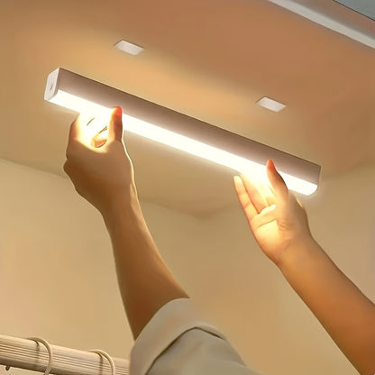 1pc Wireless LED Under Cabinet Light with Motion Sensor, Ultra-Thin Magnetic Strip, USB Rechargeable, PVC Lamp Body, Indoor LED Lighting for Kitchen, Stairs, Hallway, Wardrobes - Ideal for Christmas & Thanksgiving Gifts Beauty Fashion