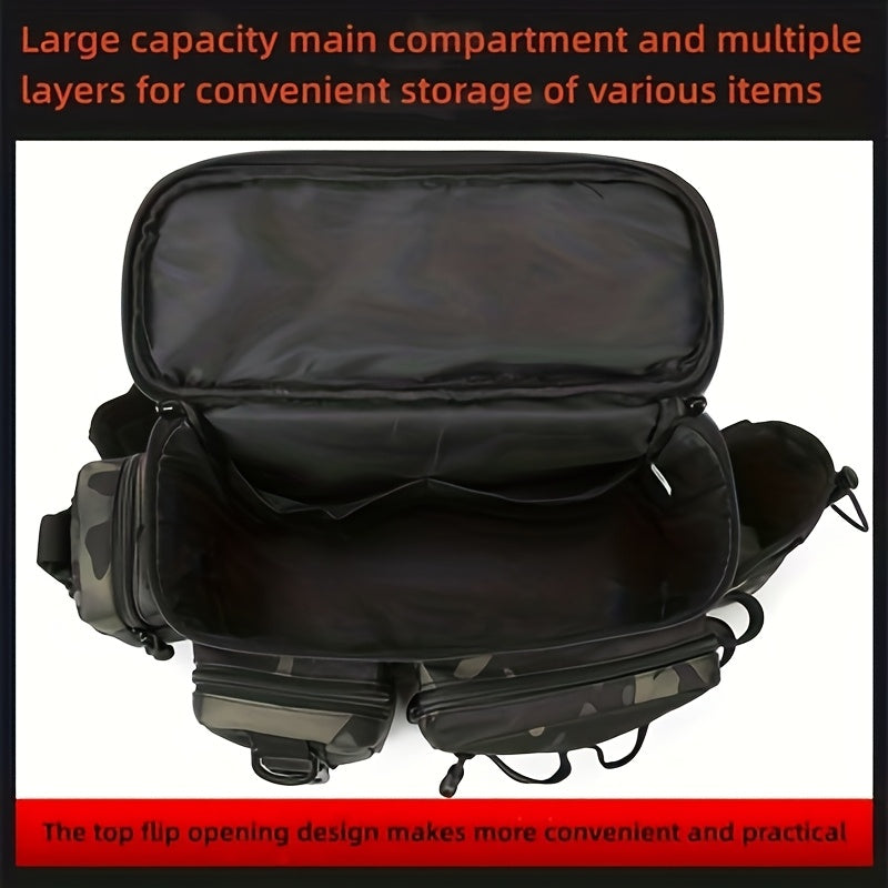 1pc Heavy-Duty Fishing Backpack Tackle Sling Bag with Rod Holder & Multi-Compartment - Lightweight Breathable Mesh Back, Durable Nylon/, Padded Shoulder Straps for Freshwater/Saltwater Fishing Gear, Camping & Outdoor (Ideal G Beauty Fashion