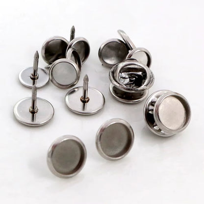 10Pcs/ Lot 6/8/10/12/14/16/18/20/25Mm Stainless Steel Material Brooch Style Cabochon Base Cufflink Spacer Settings Tie Tack Pins
