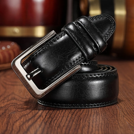 Men's Belt Boys Real Cowhide Leather Belt Pin Buckle Belt Brown Middle-aged Youth Casual Trendy Men's Belt, Ideal choice for Gifts Beauty Fashion