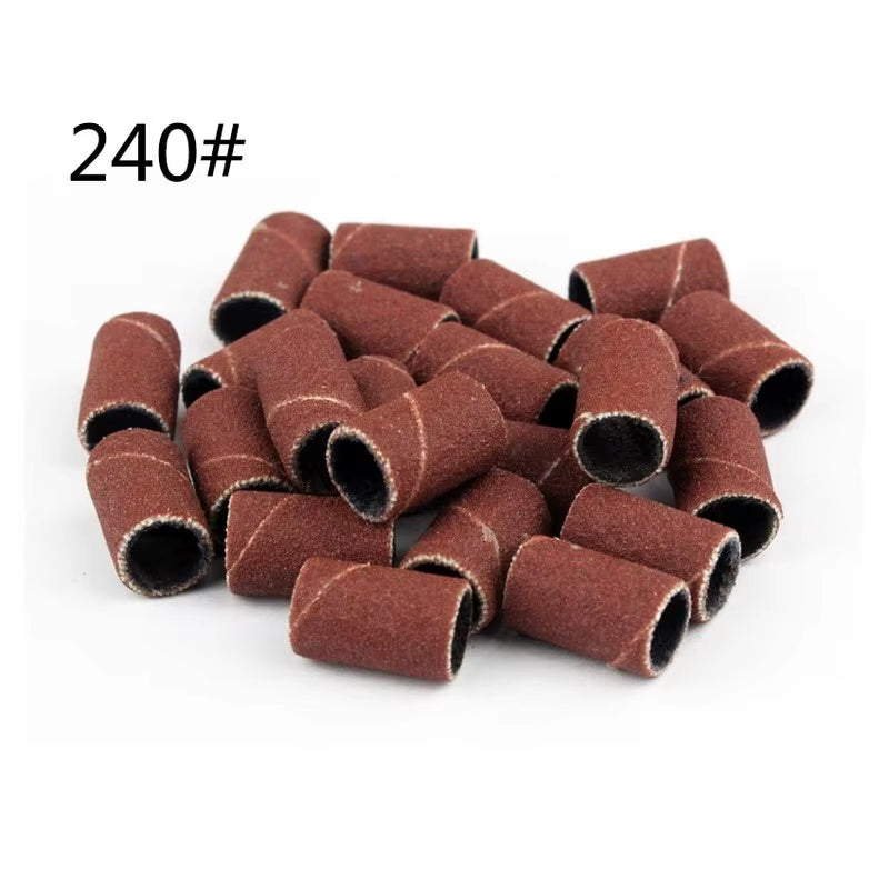 100Pcs/Pack Sanding Bands Grit File for Professional Manicure Pedicure Nail Electric Drill Machine Grinding Sand Ring Bit