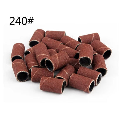 100Pcs/Pack Sanding Bands Grit File for Professional Manicure Pedicure Nail Electric Drill Machine Grinding Sand Ring Bit