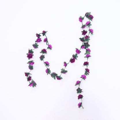 2.5M Rose Artificial Silk for Wedding Garland Fake Plant Flowers Vine Home Room Wedding Wall Hanging Garden Arch DIY Decoration