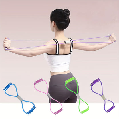 8-shaped Tension Belt With Handles, Elastic Yoga Resistance Band, Chest Expansion Belt For Arm & Leg Stretching, Workout, Yoga, Pilates, Suitable For Beginner Beauty Fashion