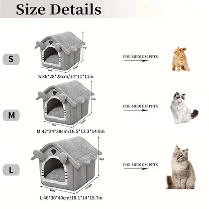 Foldable Pet House Removable Washable Cat House Puppy Cave Sofa Pet Bed House for Extra Small Dogs and Small and Medium Cats