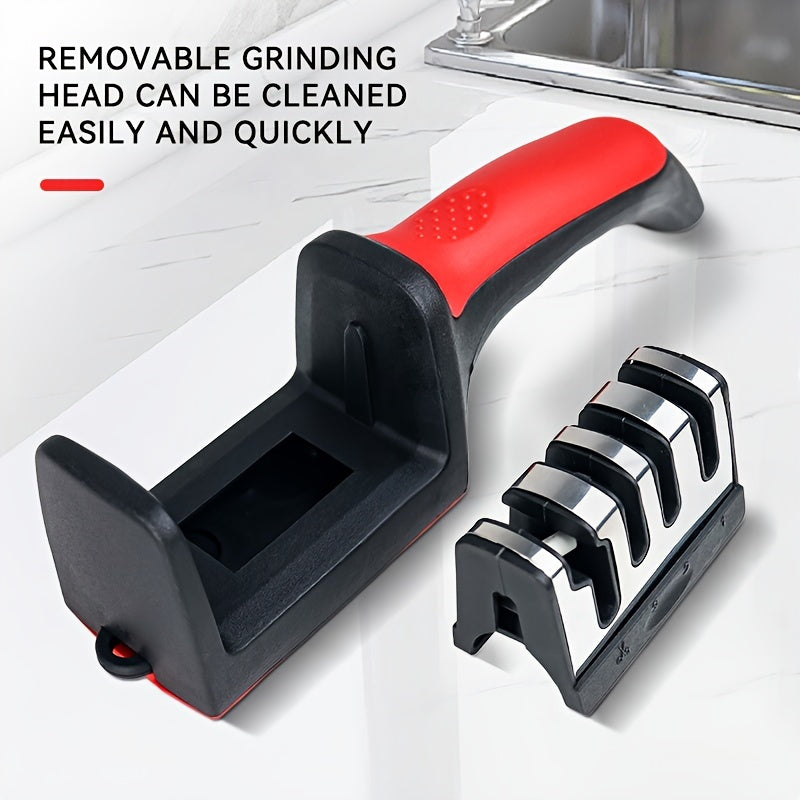 4-Stage Professional Knife Sharpener with Tungsten Diamond & Ceramic Sharpening Stones - Heavy-Duty Non-Slip Grip, Fast & Long-Lasting Performance Beauty Fashion