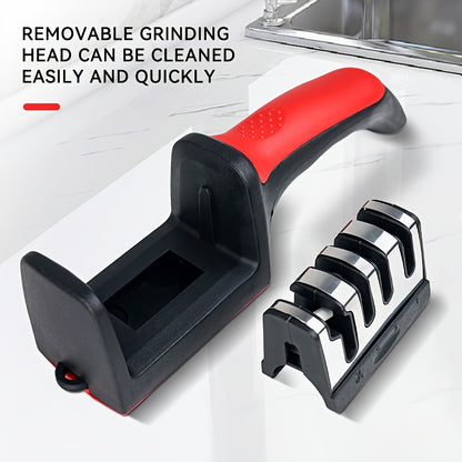 4-Stage Professional Knife Sharpener with Tungsten Diamond & Ceramic Sharpening Stones - Heavy-Duty Non-Slip Grip, Fast & Long-Lasting Performance Beauty Fashion