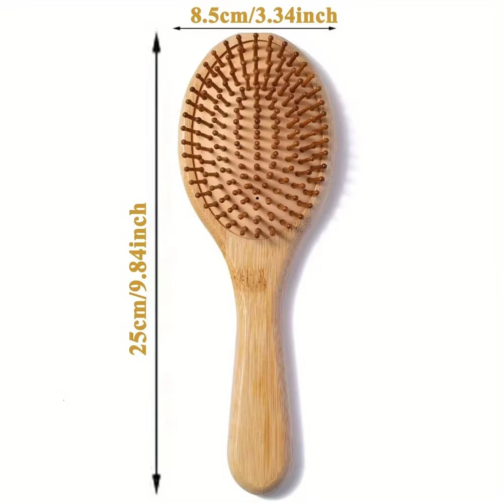 Bamboo Wooden Hair Brush Massage Comb Scalp Massager for Hair Growth Anti-Static Straightening Brush Soft Beard Baby Beech Brush