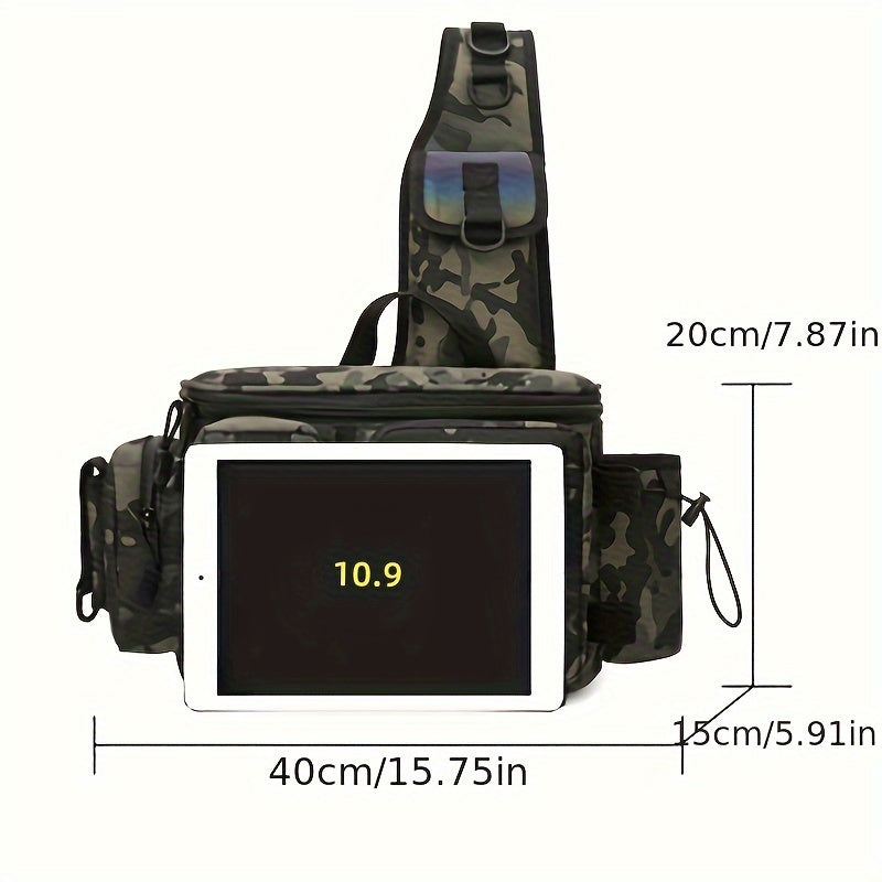 1pc Heavy-Duty Fishing Backpack Tackle Sling Bag with Rod Holder & Multi-Compartment - Lightweight Breathable Mesh Back, Durable Nylon/, Padded Shoulder Straps for Freshwater/Saltwater Fishing Gear, Camping & Outdoor (Ideal G Beauty Fashion