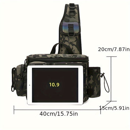 1pc Heavy-Duty Fishing Backpack Tackle Sling Bag with Rod Holder & Multi-Compartment - Lightweight Breathable Mesh Back, Durable Nylon/, Padded Shoulder Straps for Freshwater/Saltwater Fishing Gear, Camping & Outdoor (Ideal G Beauty Fashion