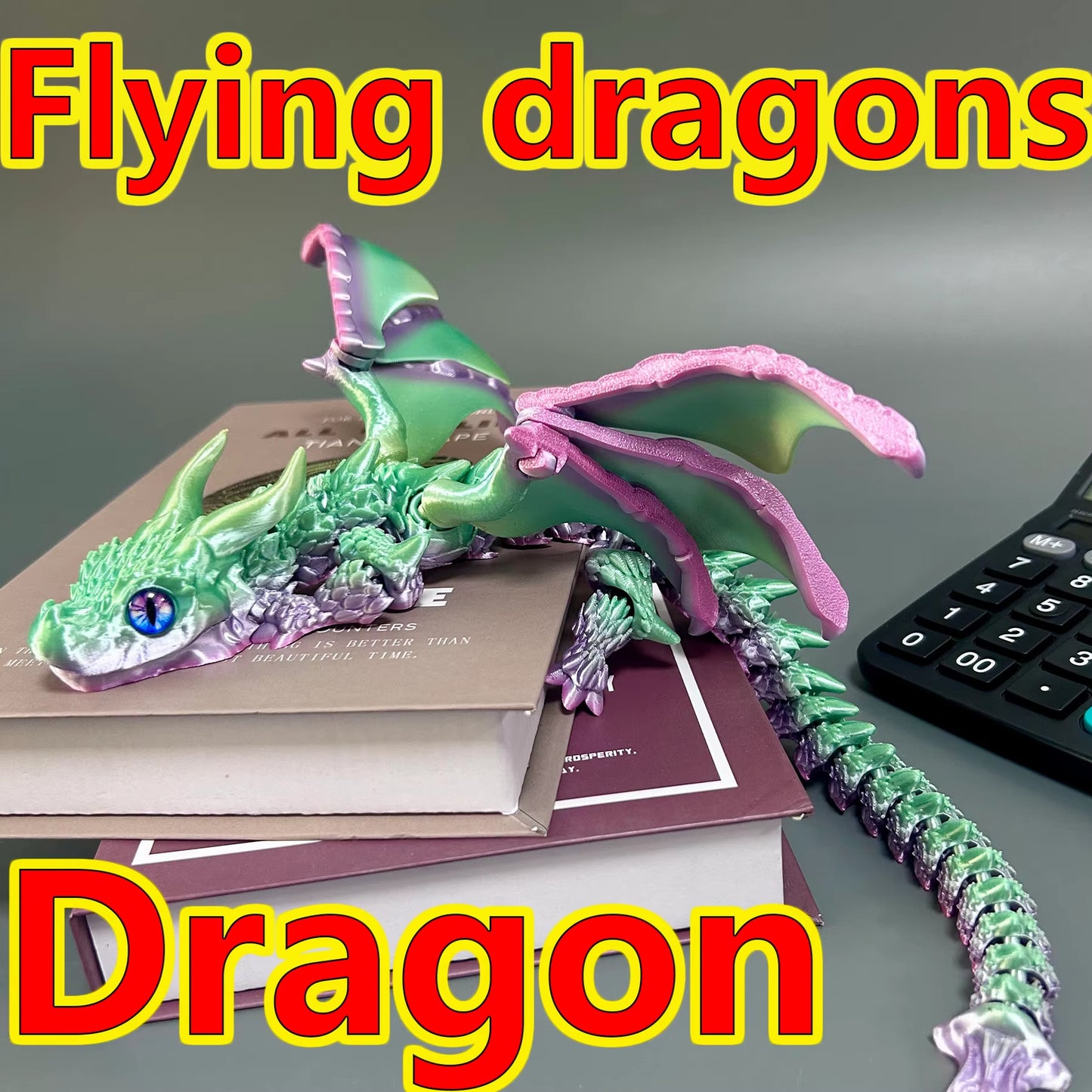 39.5Cm/15.55In 3D Printing Dragon Moveable Joints Animal Model Home Desktop Decoration Ornaments Gifts Collection Figurines