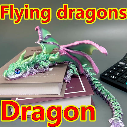 39.5Cm/15.55In 3D Printing Dragon Moveable Joints Animal Model Home Desktop Decoration Ornaments Gifts Collection Figurines