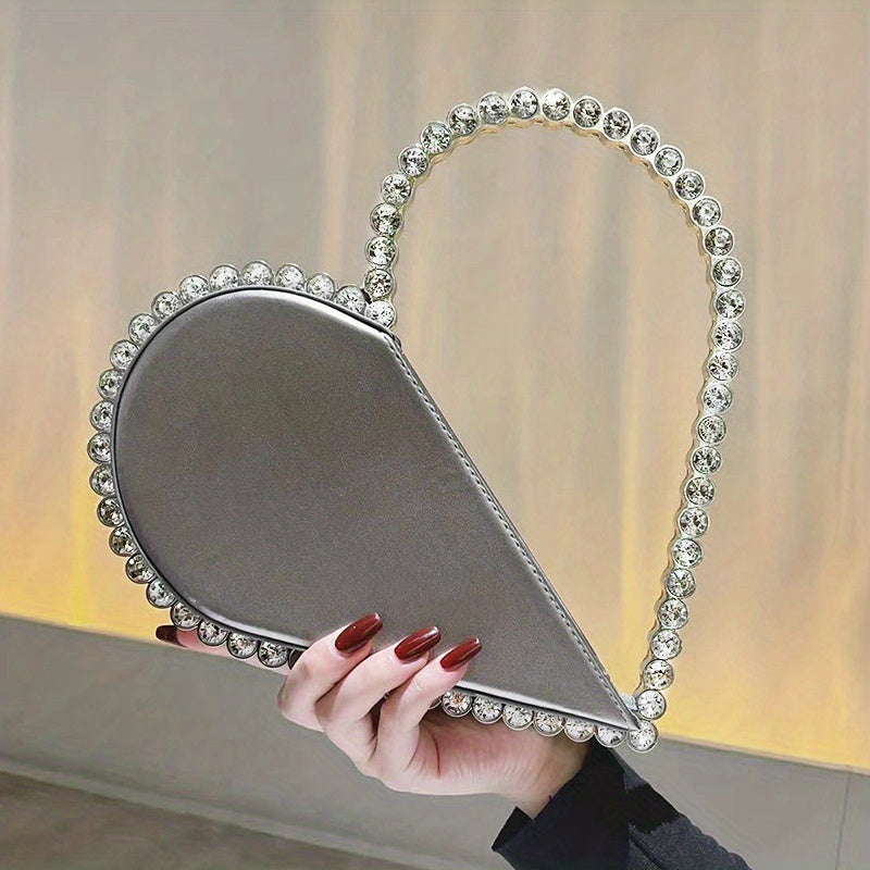 Mini Heart Shape Women's Elegant Evening Bag, Trendy Clutch Purse for Party Prom and Wedding Beauty Fashion