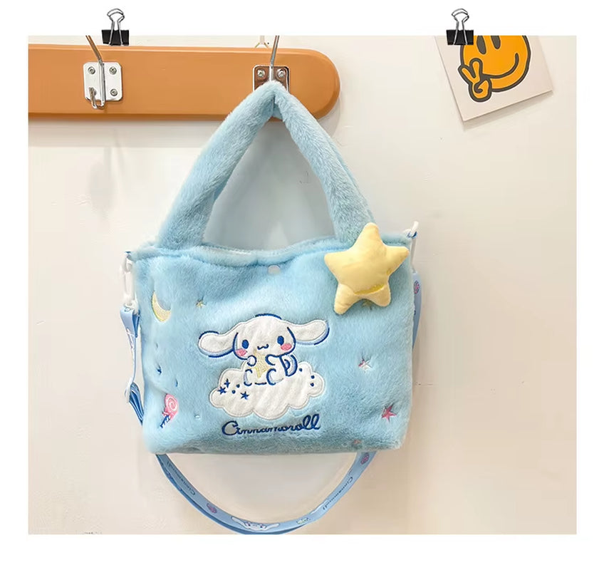 1Pc Sanrio Hello Kitty Plush Bag Kawaii Kuromi My Melody Cute Cartoon Anime Handbag Cinnamoroll Storage Tote Bags Women Gifts