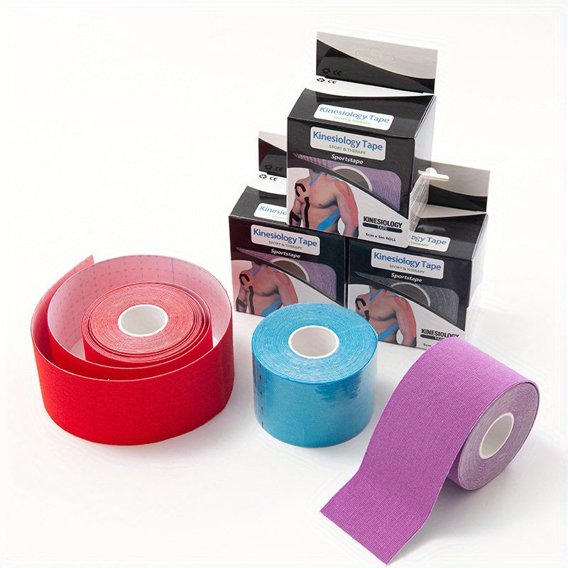 Enhanced Muscle Support & Recovery Kinesiology Tape - 5cm x 5m, Water-Resistant, Elastic, Universal Fit Sport Tape Beauty World Shop