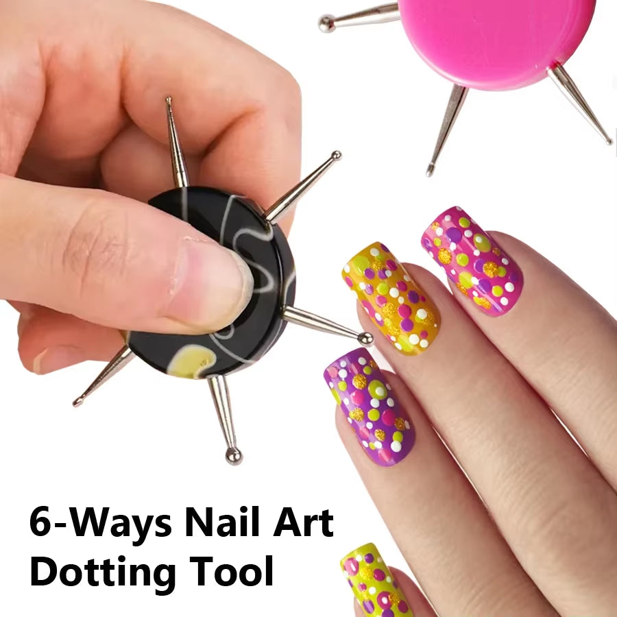 6 Sizes Circular Dotting Tools for Nail Art, Multi-Functional Tool for Flowers Dots Clay Sculpting Embossing Pattern
