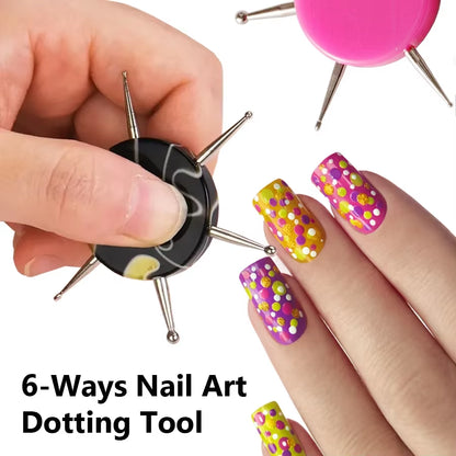 6 Sizes Circular Dotting Tools for Nail Art, Multi-Functional Tool for Flowers Dots Clay Sculpting Embossing Pattern