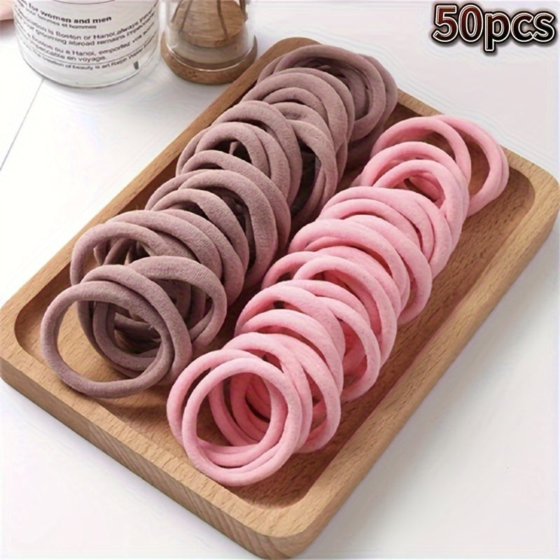50pcs/100pcs Bulk Pack French-Style Thick Hair Ties for Women - High Elasticity Hair Loops, Thick Hair Friendly Hair Bands for Ponytails, Buns, Braids - Bulk Pack for Salon, Use, Parties (French Style Hair Bands) Beauty Fashion