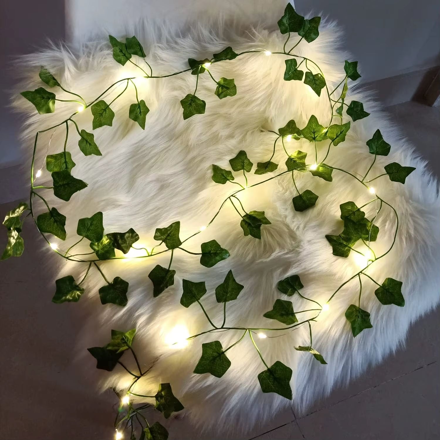 2M/10M Flower Green Leaf String Lights Artificial Ivy Vine Fairy Light Wedding Party Decoration Christmas Home Room Wall Plant