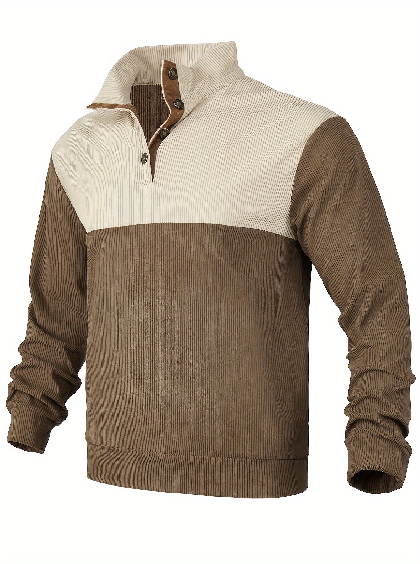 [1pc Casual Sport Shirt Embroidery] 1pc Men'S Casual Sport Shirt, Long Sleeve Crew Neck Knitwear with Embroidery Detail, Solid Color, Polyester Blend, Regular Fit - Fashion Colorblock Pullover Sweatshirt Beauty World Shop