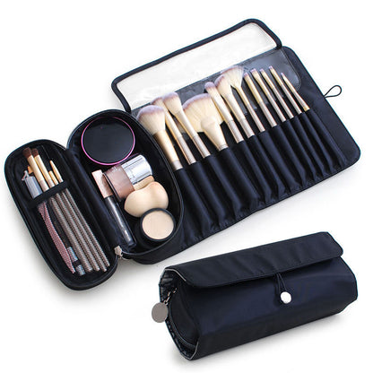 Large Capacity Makeup Brush Organizer Bag - Multi-Functional Korean Style Portable Cosmetic Pouch for Students Beauty Fashion