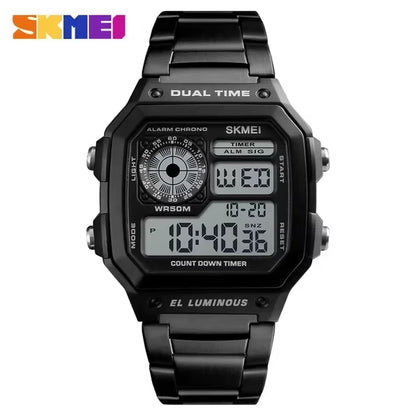 1335 Digital Watch for Men Retro Sports Waterproof Chrono Electronic Mens Wristwatches Stainless Steel Clock Reloj Hombre
