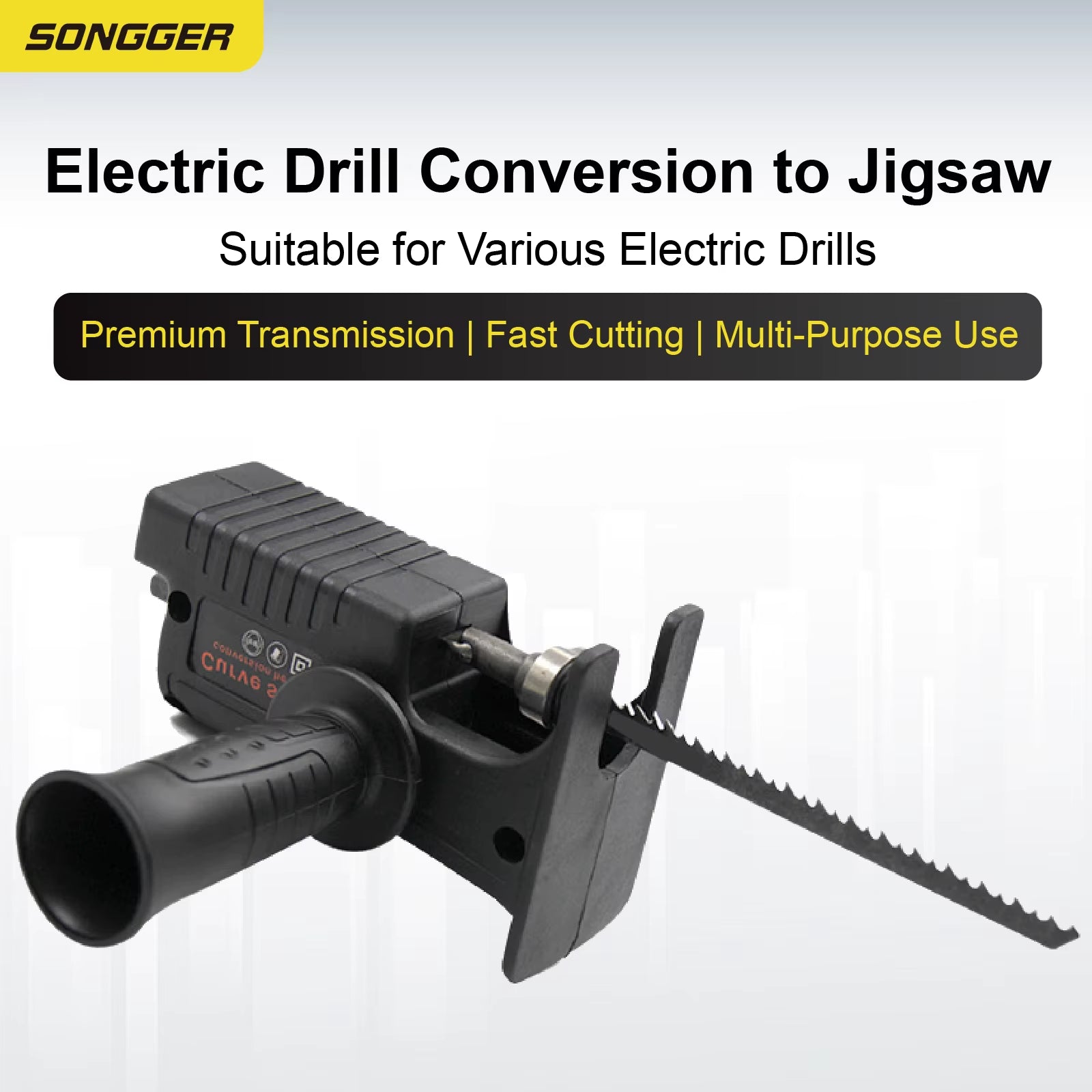 Electric Drill to Chainsaw Converter Accessory Kit ‑ Heavy Duty Alloy Blade for Wood Metal Plastic Sawing Tool Adapter