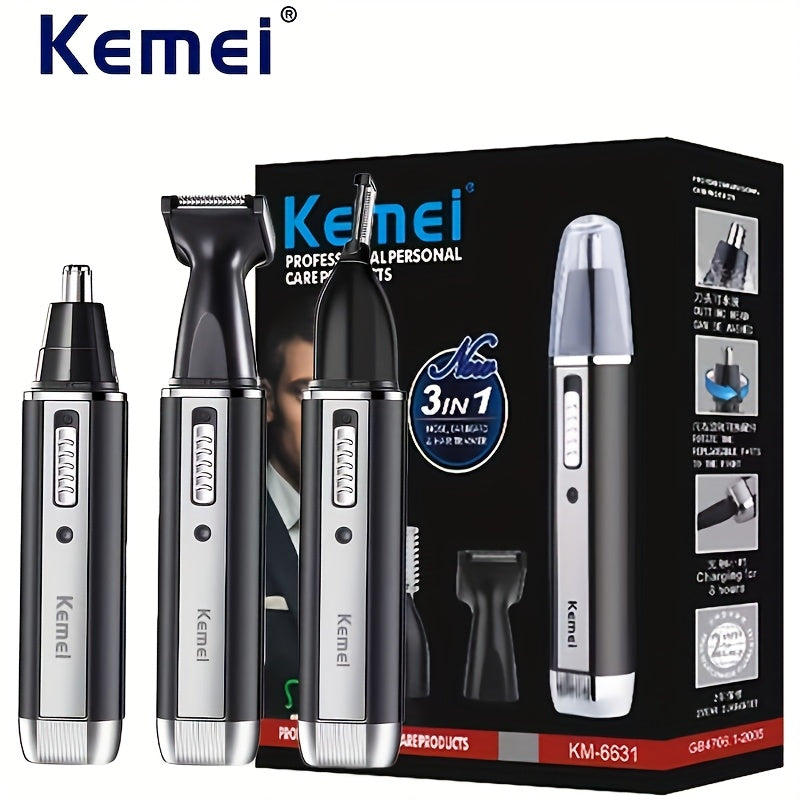 Kemei 4-in-1 Professional Rechargeable Nose, Ear, Hair Trimmer for Men | USB Charging, Nickel Battery, KM-6630 Beauty Fashion