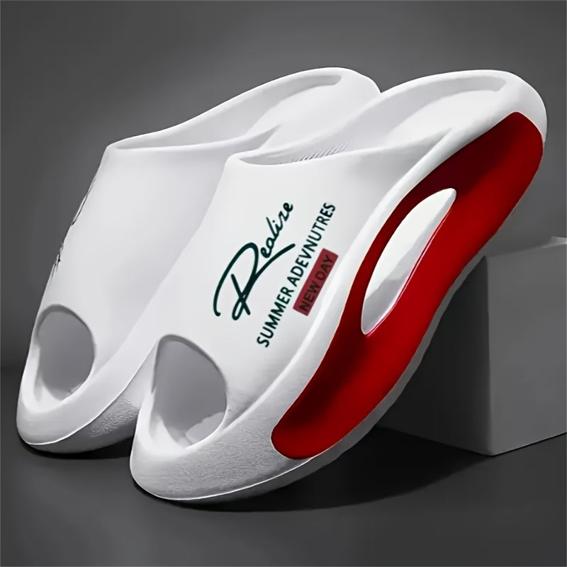 [Summer Sport Slippers] Summer Open Toe Women's Fashion Sport Slippers - EVA Material with Letter Print - Athletic Sandals with Adjustable Strap