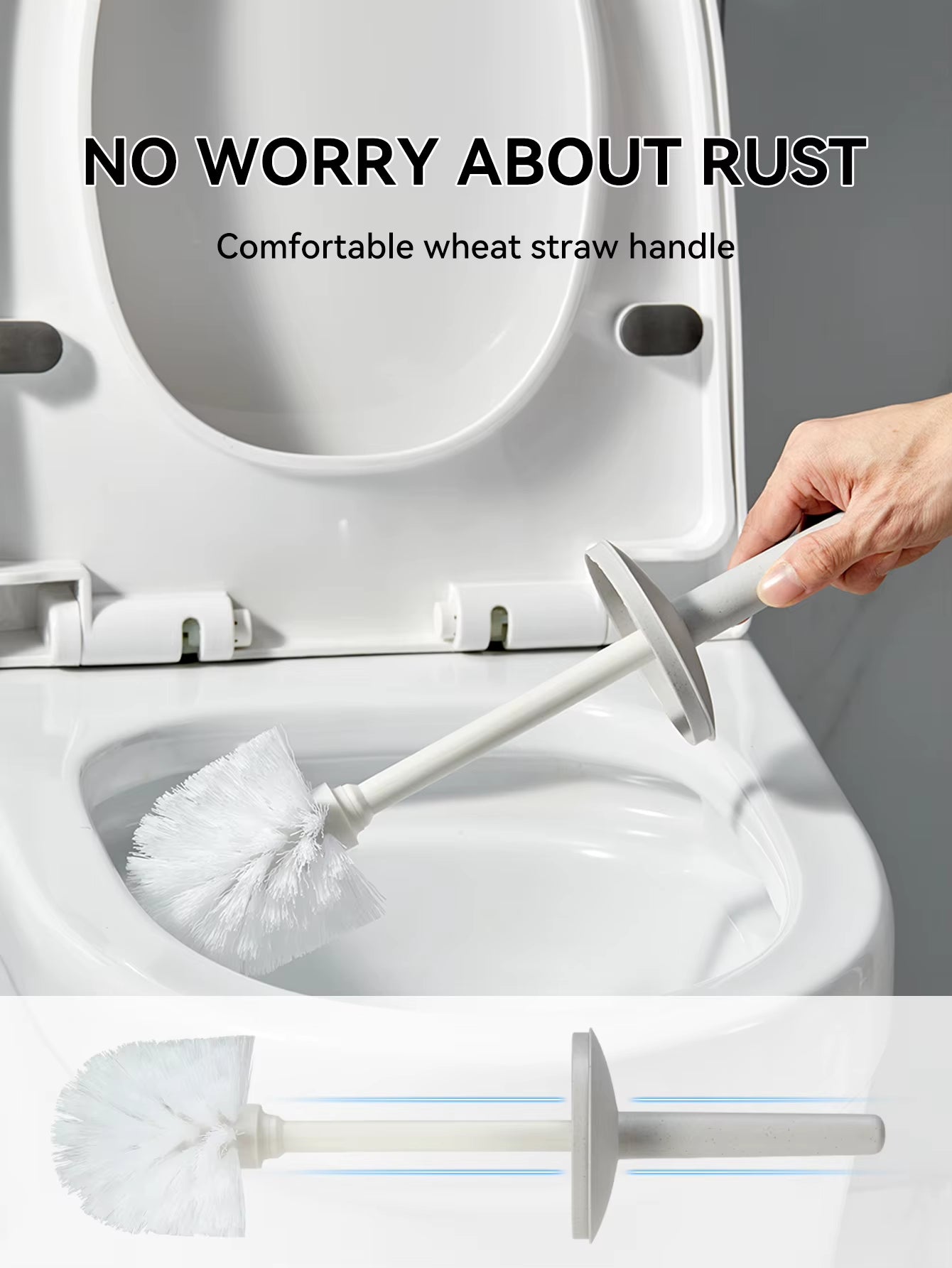 Plastic Toilet Brush with Standing Base Long Handle Toilet Cleaning Brush for WC Bathroom Accessories Cleaning Tools