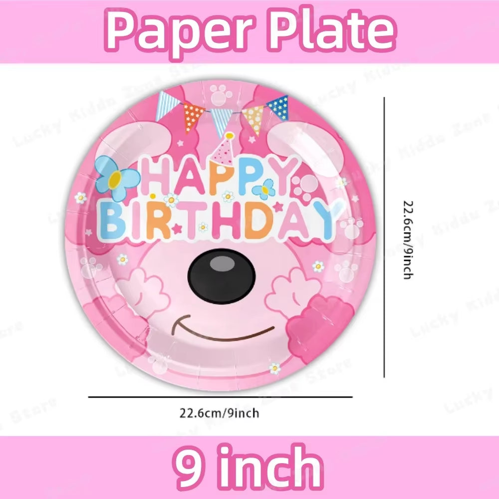 Pink Bluey Birthday Decorations for Kids Latex Aluminum Foil Balloons Bingo Theme Party Event Supplies Disposable Tableware Toys