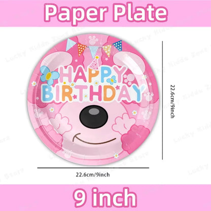 Pink Bluey Birthday Decorations for Kids Latex Aluminum Foil Balloons Bingo Theme Party Event Supplies Disposable Tableware Toys