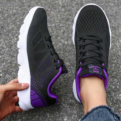 Womens Super-Breathable Lace-Up Sport Shoes - Lightweight & Fashionable Flying Woven Design - Ideal for Casual Everyday Wear - Durable & Comfortable Beauty World Shop