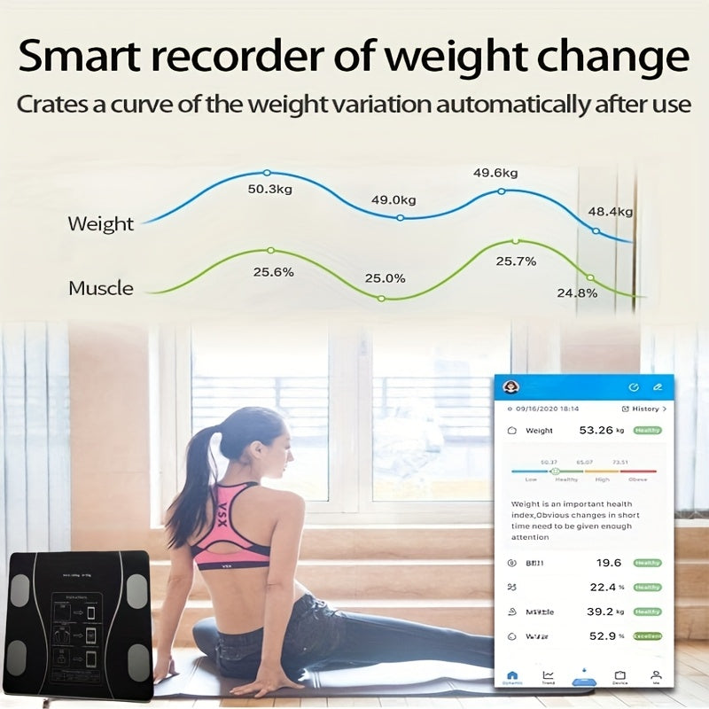 UAEIUI Smart Digital Bathroom Scale, Battery-Powered, Wireless, Non-Rechargeable, with Body Fat Monitoring for Home Use, for Women, Men Beauty Fashion