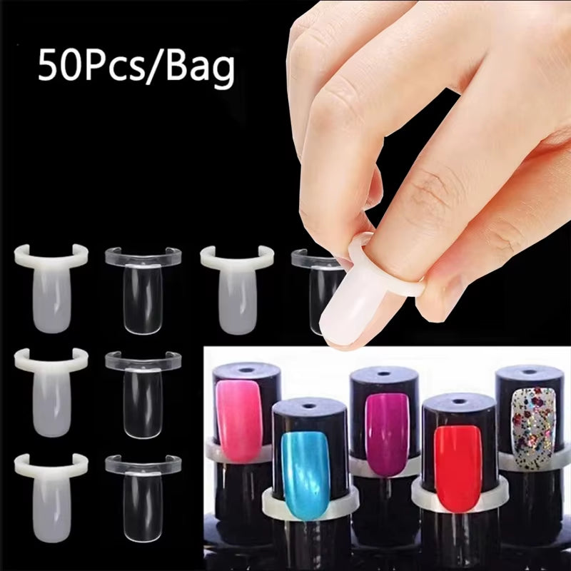50Pcs Nail Display Ring DIY Showingself Color Board Colors Display 2*2*1Cm Card Ring Shape Can Be Put on the Nail Polish Bottle