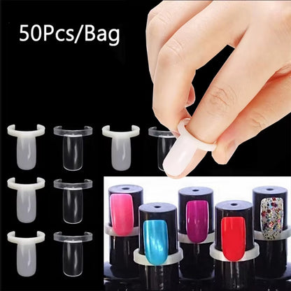 50Pcs Nail Display Ring DIY Showingself Color Board Colors Display 2*2*1Cm Card Ring Shape Can Be Put on the Nail Polish Bottle