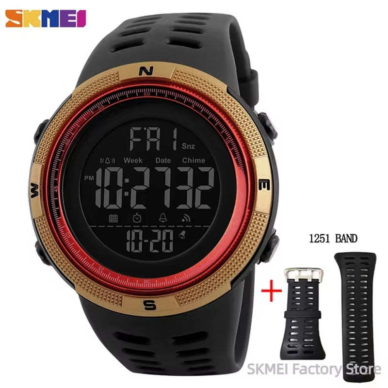 1251 Digital Watch for Men Waterproof Sports Electronic Countdown Mens Wristwatches Military Date Clock 1560 Reloj Hombre
