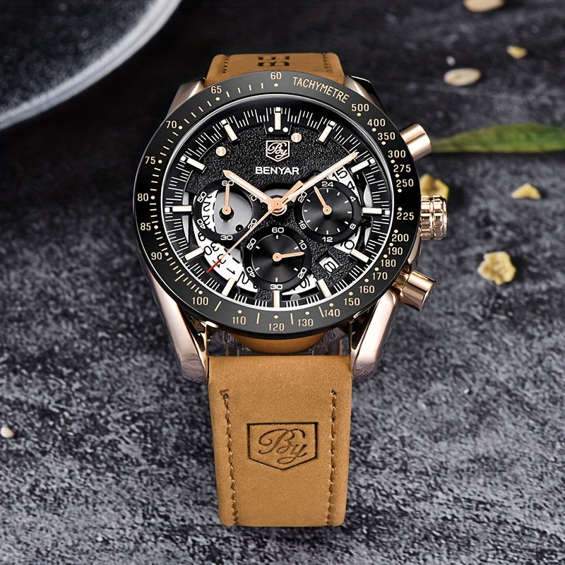 BENYAR Watches For Men Analog Quartz Chronograph Luminous Big Face Mens Watches Business Work Sport Casual Fashion Designer Dress Men'S Wrist Watches Elegant Gift For Men Beauty World Shop