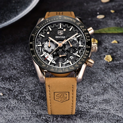 BENYAR Watches For Men Analog Quartz Chronograph Luminous Big Face Mens Watches Business Work Sport Casual Fashion Designer Dress Men'S Wrist Watches Elegant Gift For Men Beauty World Shop