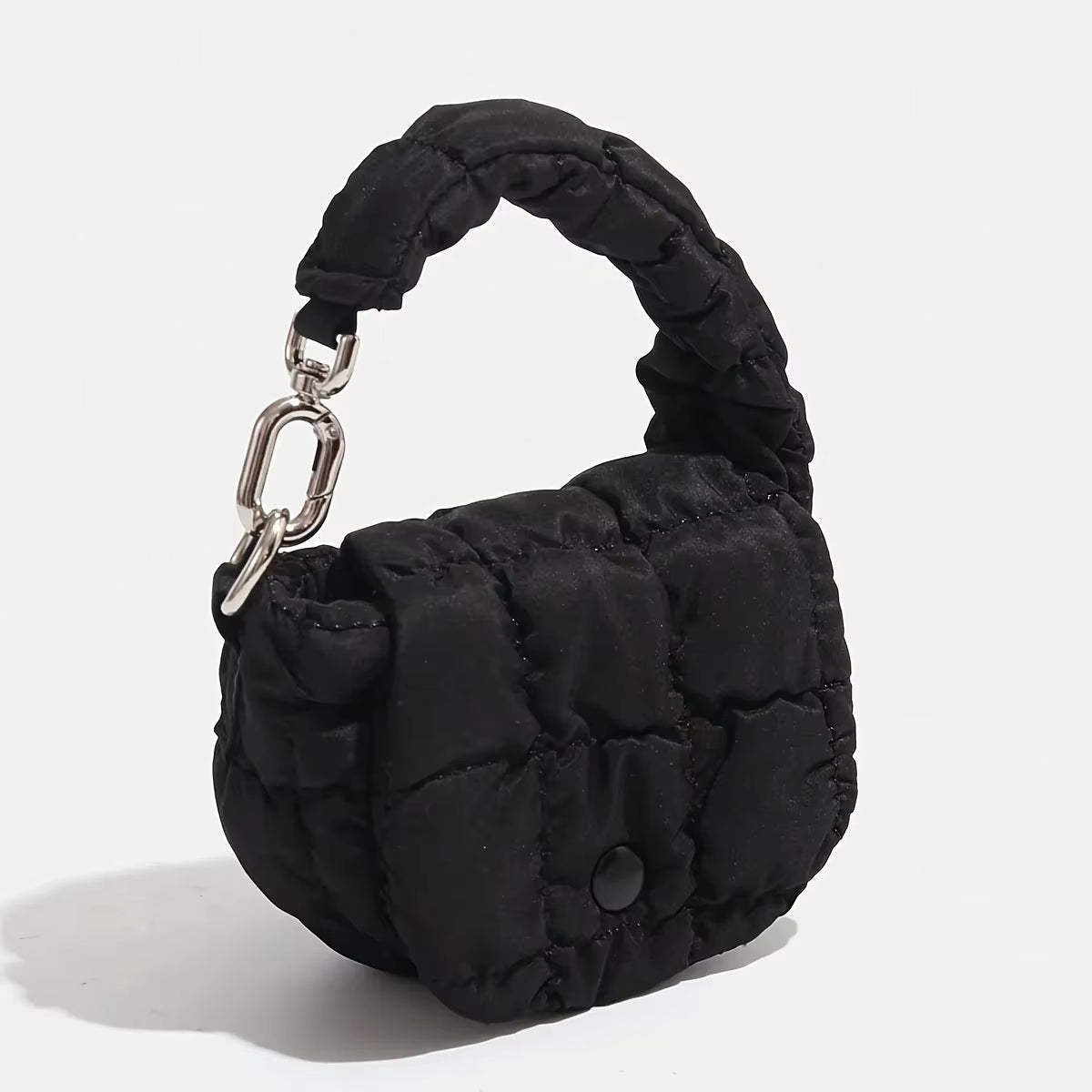 Mini Bag Edgy Black Mini Cloud Waist Pack Lightweight Solid Secure Button Closure with Decorative Coin Purse and Headphone Bag