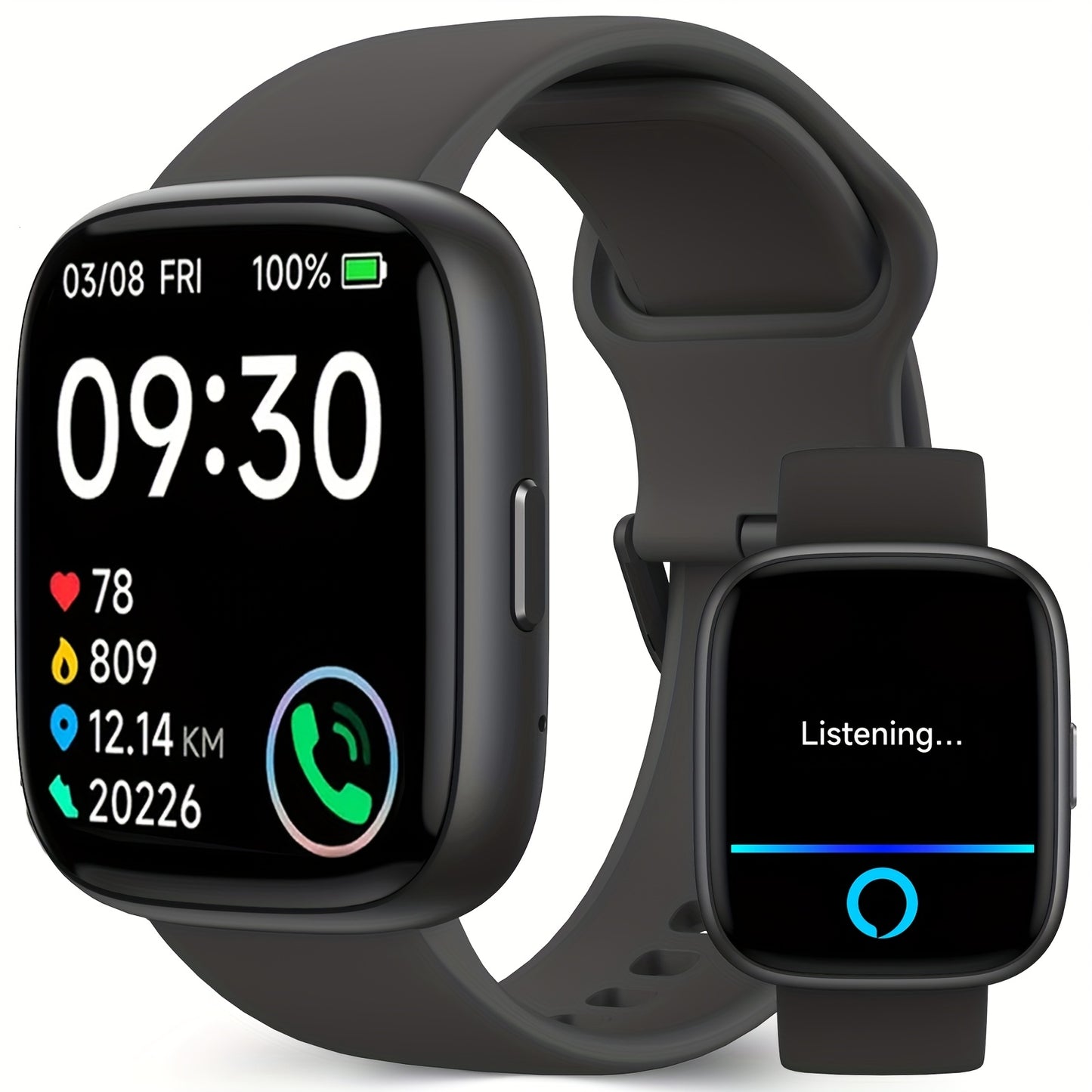FAWEIO Smart Watch For Men Women Wireless Call, 1.95" Smartwatch With 100+ Sport Modes, Fitness Activity Tracker Pedometer, Built-in Alexa, For iPhone & Android, Perfect Gift For Family And Friends
