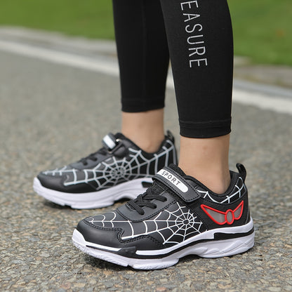Kids Fashion Sneakers Breathable Lightweight Sport Casual Shoes with Cartoon Spider Web Design, Closure, Low Top PU and Fabric for Boys and Girls – Versatile All-Season Footwear for Outdoor Activities Beauty World Shop