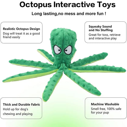 Dog Vocal Toys Octopus Non-Stuffed Soft Plush Toy Puppy Educational Teething Chew Toys Pet Supplies for Small Medium Dogs