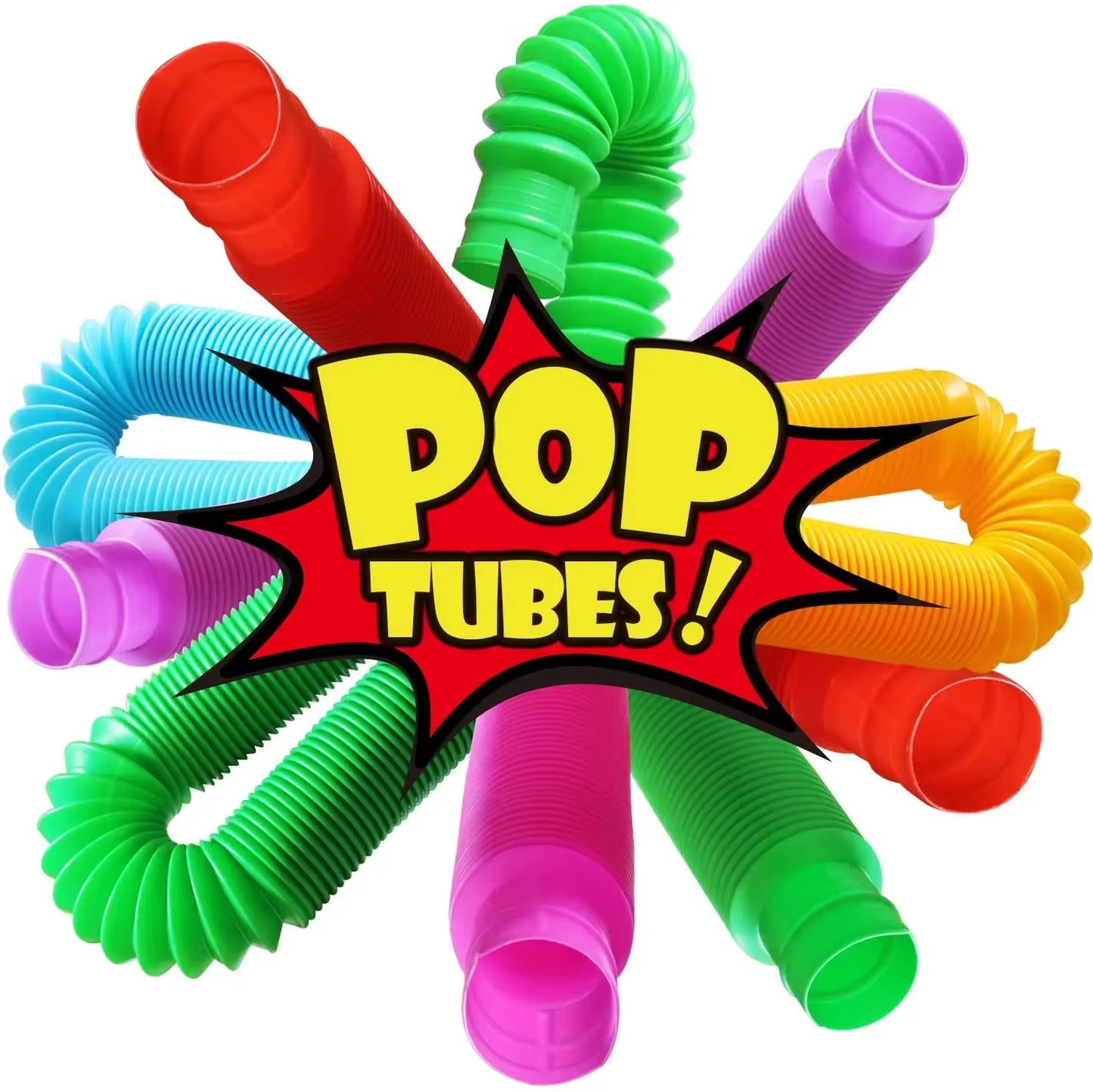 4 Pack Pop Tube Sensory Fidget Toy 4Pcs Random Colorful Heavy-Duty for Construction Educational Toys for Stress Autism ADHD