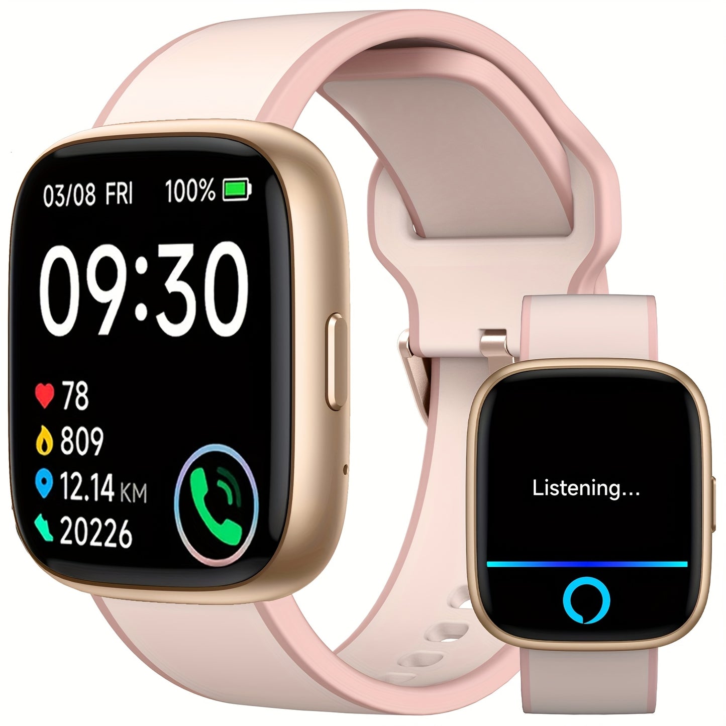 FAWEIO Smart Watch For Men Women Wireless Call, 1.95" Smartwatch With 100+ Sport Modes, Fitness Activity Tracker Pedometer, Built-in Alexa, For iPhone & Android, Perfect Gift For Family And Friends